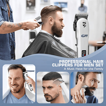 Hair Clipper Kit with Scissors for Home & Salon – Professional Stainless Steel Blade, Digital Display, USB Rechargeable Hair Cutting Set