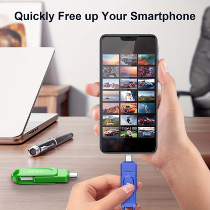 USB Flash Drive KEXIN 2-in-1 Rotating USB-C and USB-A Memory Stick in Five Colors, 32GB to 128GB