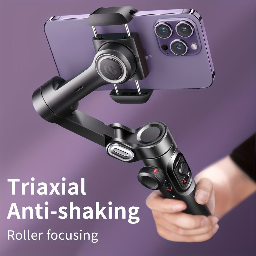 AOCHUAN Foldable 3-Axis Gimbal Stabilizer with Extendable Pole & Panoramic Gesture Control, AI Face Tracking Phone Gimbal