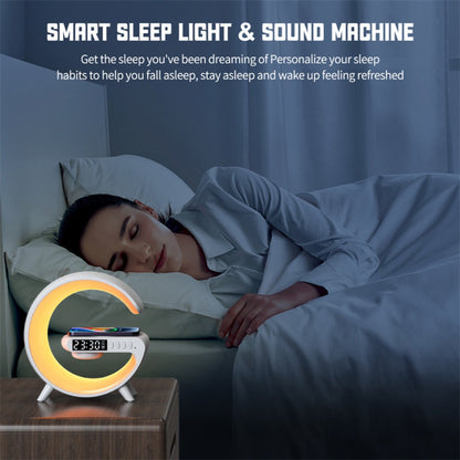 Wireless Speaker Sunrise Alarm Clock with RGB Rhythm Night Light and Fast Wireless Charging in Black or White