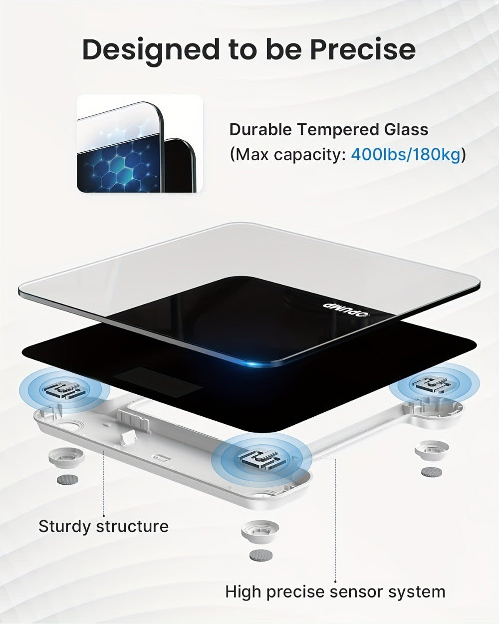 Patterned Digital Bathroom Scale with Top LED Display in Six Marble, Bronze, Black and Blue Styles