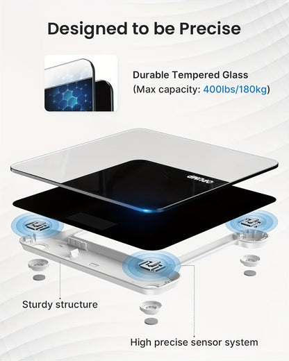 Patterned Digital Bathroom Scale with Top LED Display in Six Marble, Bronze, Black and Blue Styles