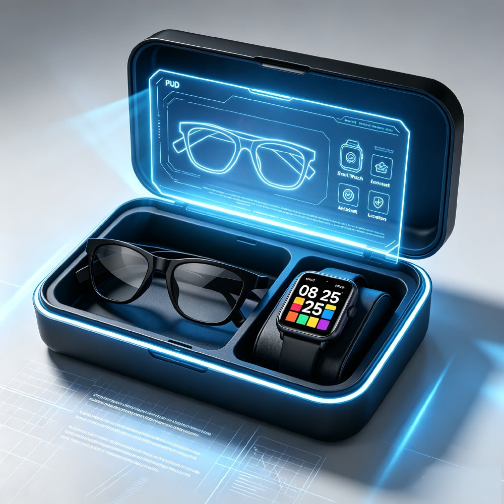 Smart Glasses and Full-Touch Smartwatch Bundle with Multi-Language Photo Translation, Calls and Music