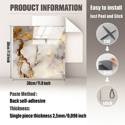 Peel and Stick Wall Tiles 50/100pcs PVC Marble Self Adhesive Vinyl Tile Stickers for Bathroom Kitchen Living Room