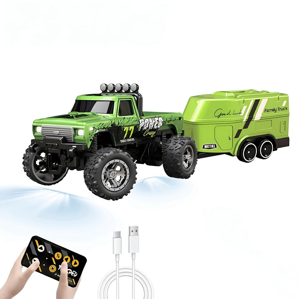 Mini RC Off-Road Truck with Trailer 1:64 Scale Die-Cast Remote Control Car with the Listed Color, Size or Set Options for Everyday Use