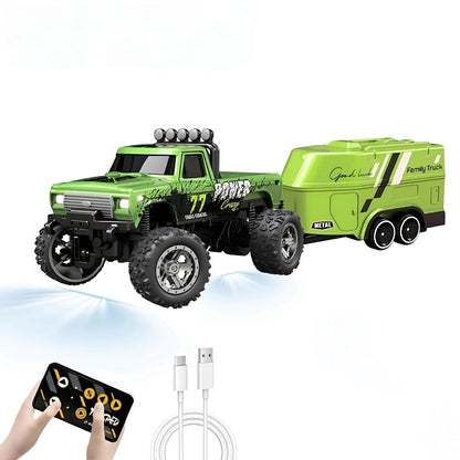 Mini RC Off-Road Truck with Trailer 1:64 Scale Die-Cast Remote Control Car with the Listed Color, Size or Set Options for Everyday Use