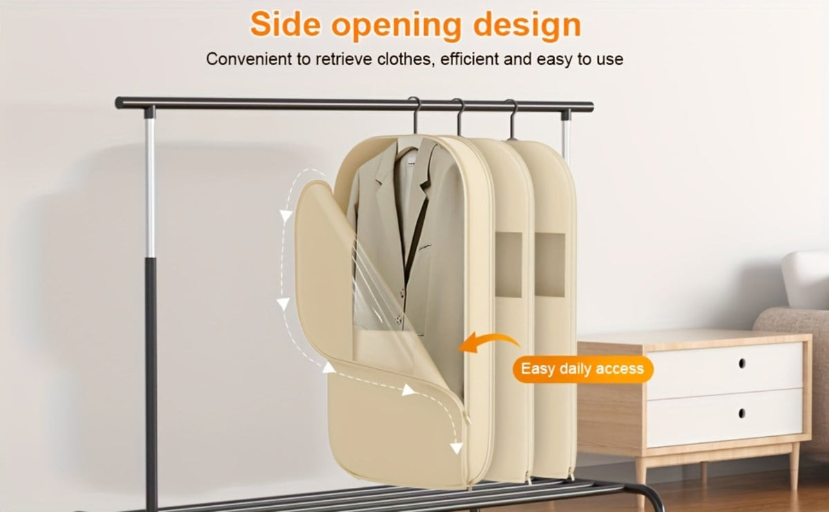 Garment Storage Organizer Bag with Compression Zipper in 35.43 or 43.31 Inch Beige Options