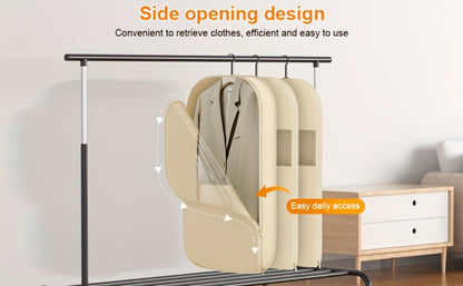 Garment Storage Organizer Bag with Compression Zipper in 35.43 or 43.31 Inch Beige Options