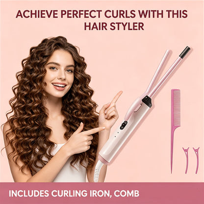 9mm Mini Curling Iron Rapid Heating for Ultra-Fine Curls Teddy Curls Water Waves & Bangs, Travel Curling Wand for Men & Women