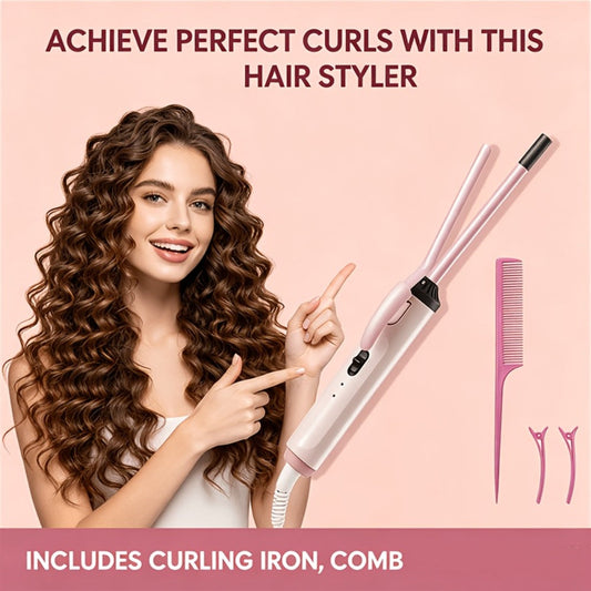 9mm Mini Curling Iron Rapid Heating for Ultra-Fine Curls Teddy Curls Water Waves & Bangs, Travel Curling Wand for Men & Women