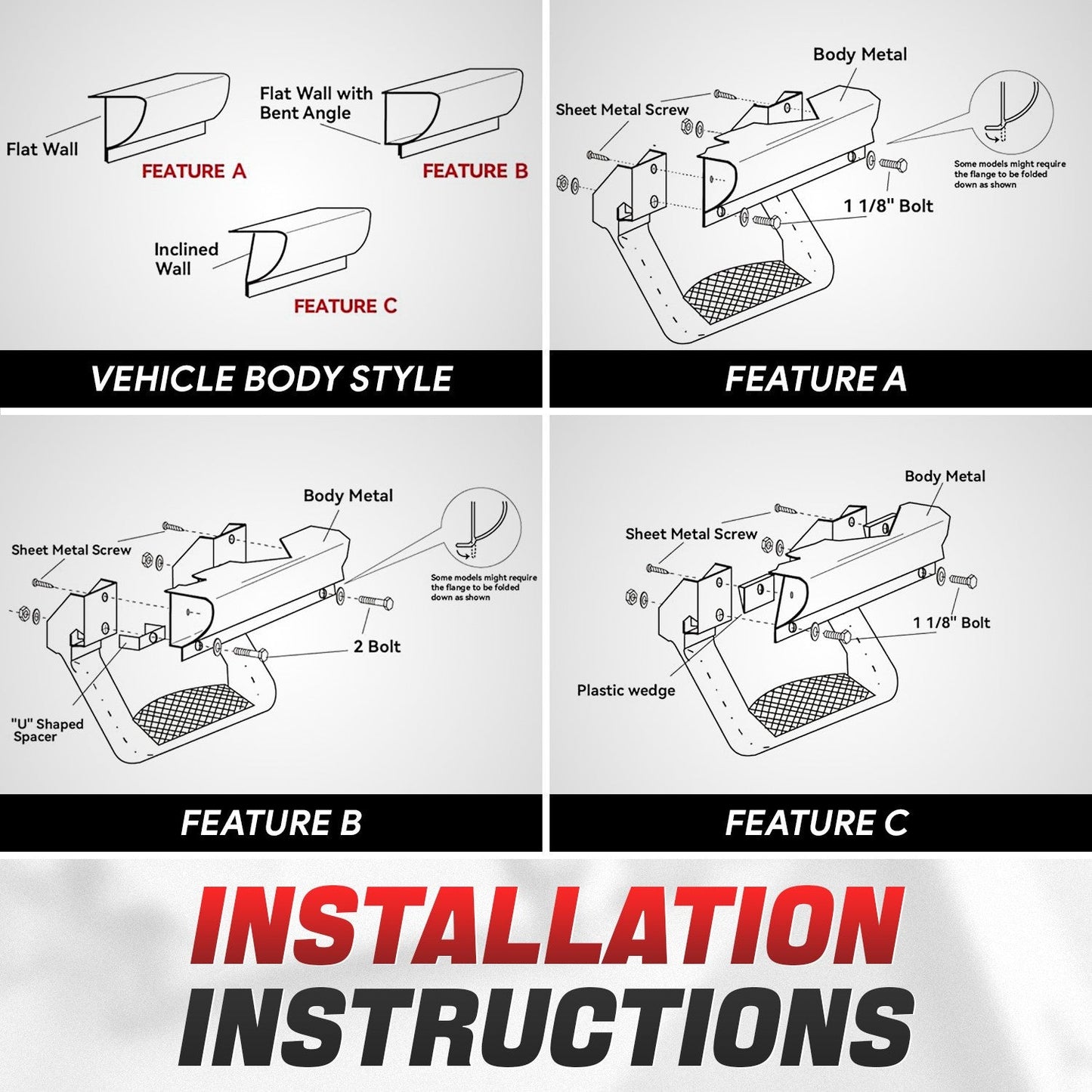 Aluminum Side Step Pad for Truck SUV – Universal Fit, 350 lbs Capacity, Non-Slip, Fits Chevy GMC Ford Dodge Ram Toyota Nissan Pickup