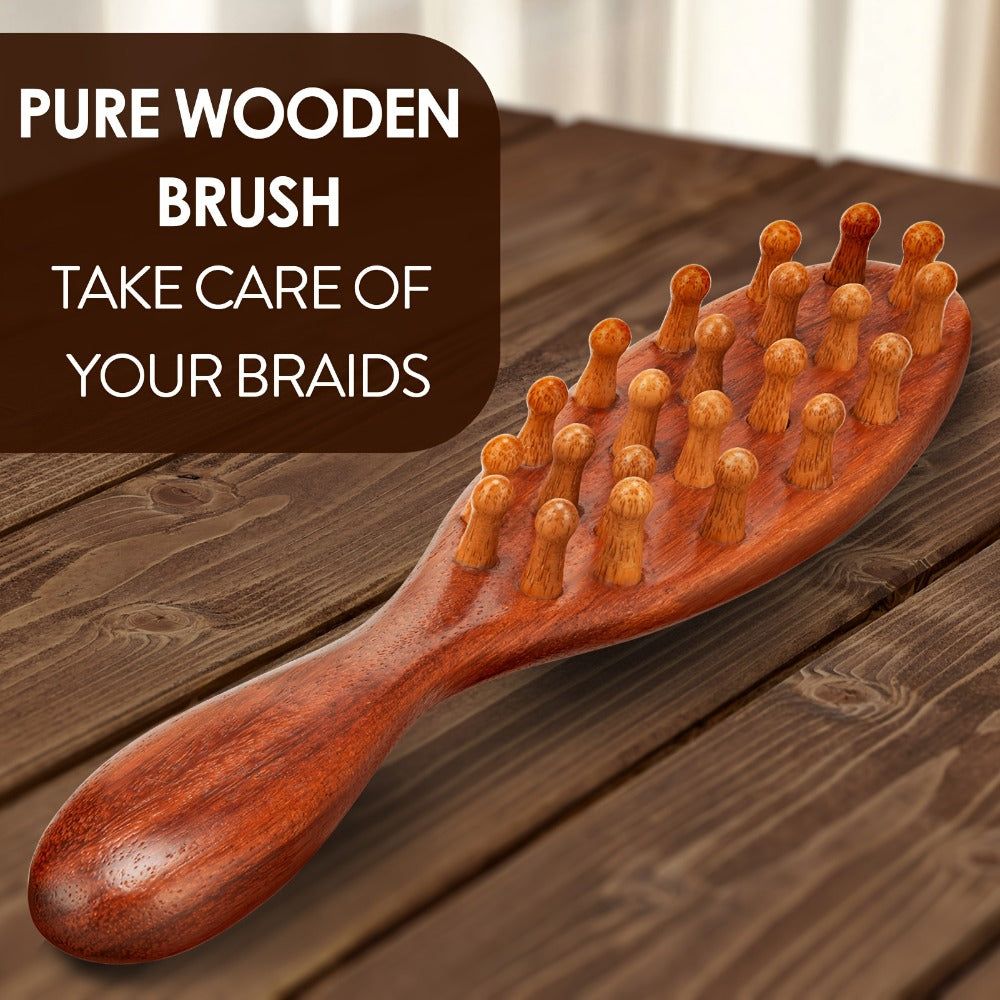 Sandalwood Loc Comb Wide Tooth 2 Pcs Wooden Ergonomic Detangling Comb for Dreads Locs Curly, for Home, Travel and Salon Hair Styling