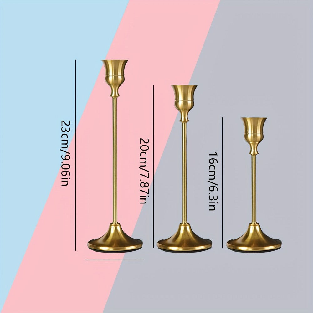 Copper Plated Candlestick Holders Bulk Set for Entryways, Bedrooms and Living Spaces, with the Listed Configuration