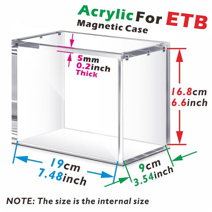 Stackable Acrylic Display Case for ETB & Booster Box – 5mm Thick Clear Magnetic Closure Protective Case for Pokemon Elite Trainer Box