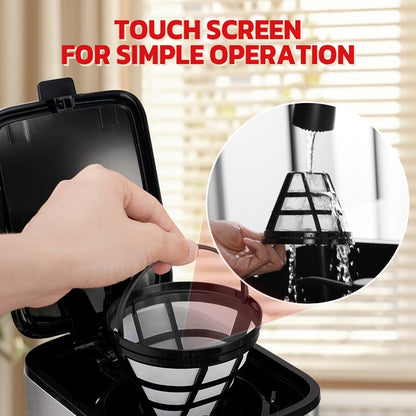 Touch Screen Programmable Drip Coffee Maker, Stainless Steel, Pause & Serve, Customizable Brew Strength