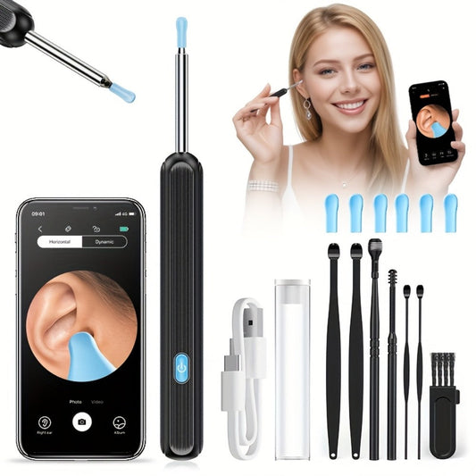 1080P Ear Wax Removal Tool with Camera – Wi-Fi Ear Cleaning Kit with 6 Spoons & Tweezers, Rechargeable, Visual Ear Cleaner for Safe Ear Care