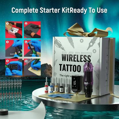 Rotary Tattoo Pen Machine Kit, 1200mAh Battery, LED Display, 4.0mm Stroke, Anti-Slip Grip, Adjustable 4-12V