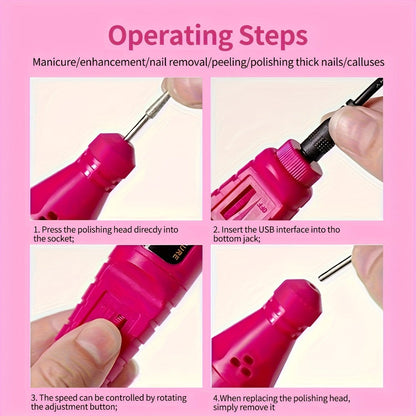 Gel Nail Manicure Kit 7-in-1 with LED Lamp – Stainless Steel Nail Art Tool Set, Cuticle Remover, Nail File, Polisher & Finger Separator