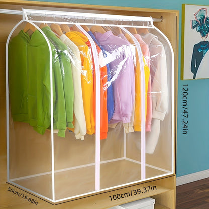 Garment Bag Transparent Hanging Clothes Dust Cover with Zipper, Thickened & Storage Bag for Coats