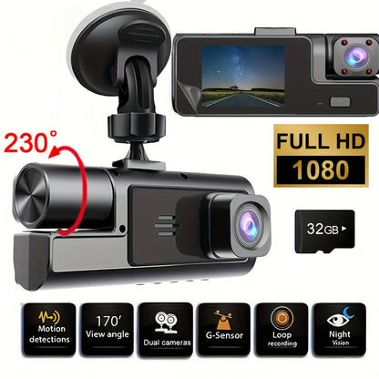 1080P-Labeled Dash Camera with Dual- or Triple-Lens Options, WiFi and 16GB, 32GB or No-Card Bundles