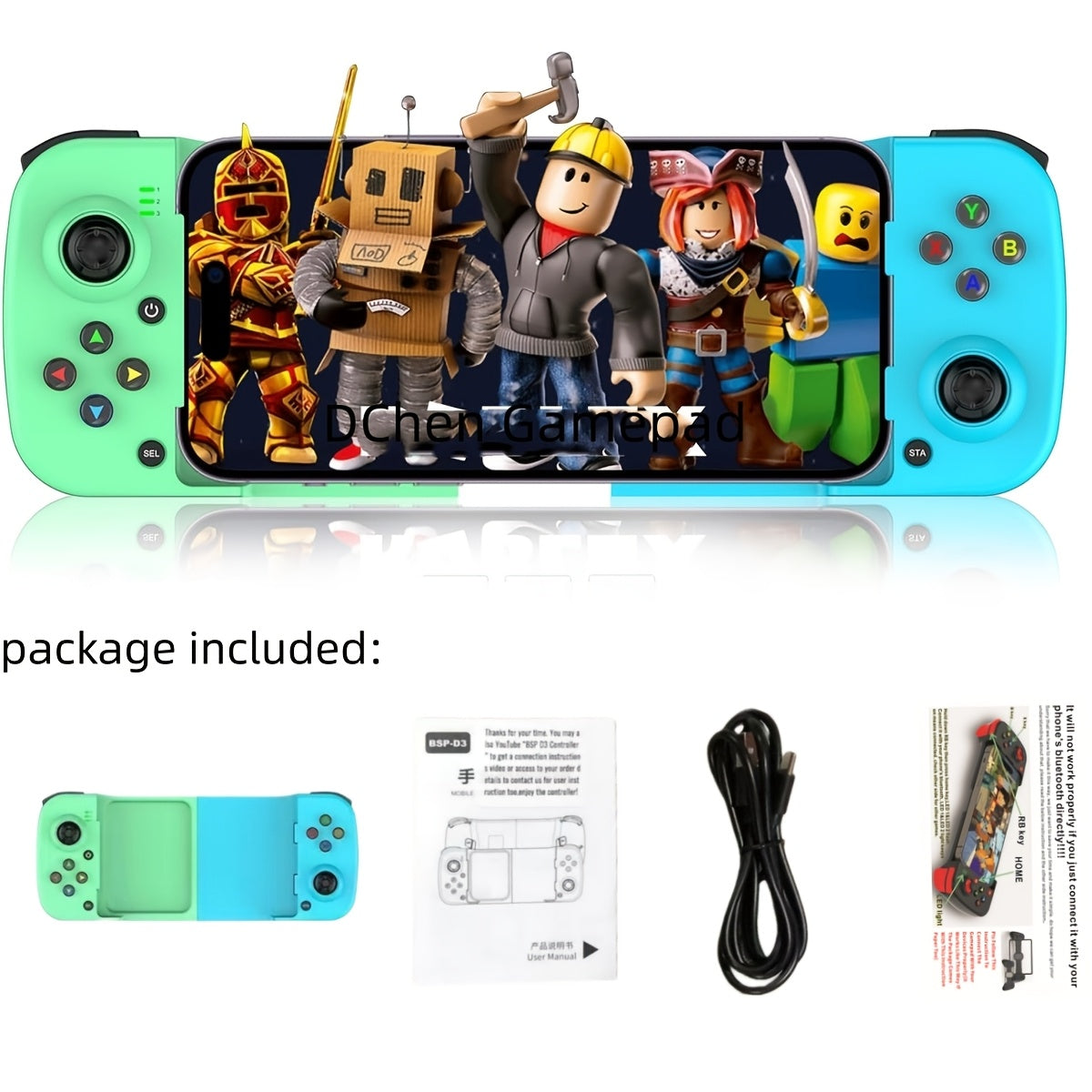Bluetooth Wireless Gamepad Controller for iPhone Android PC Tablet Steam Deck, Rechargeable, Design