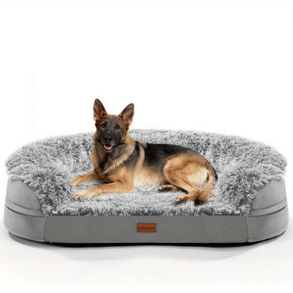 Orthopedic Dog Bed Egg Foam Ultra Soft Washable Cover for Large Medium Small Dogs Aging Pets Rectangle Semicircle Anti-Slip Joint Relief Pet