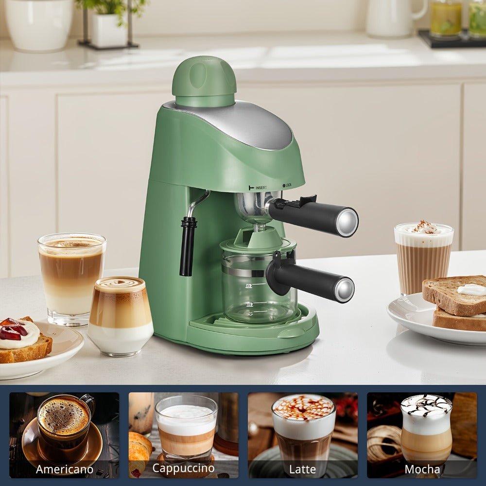 Espresso Machine 3.5Bar with Milk Frother Steam Wand Makes 4 Cups Cappuccino Latte Espresso for Entryways, Bedrooms and Living Spaces