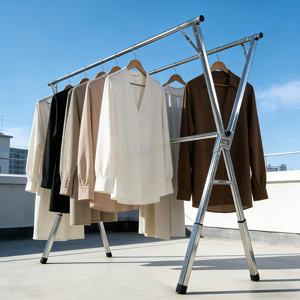 Clothes Drying Rack Foldable Heavy Duty – Upgraded X-Frame Collapsible Laundry Drying Rack for Indoor Outdoor Use