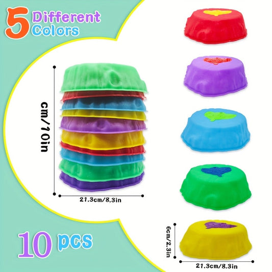 10-Piece Light-Up Stepping Stone Set in Five Colors with Raised Leaf Texture for Indoor or Outdoor Balance Play