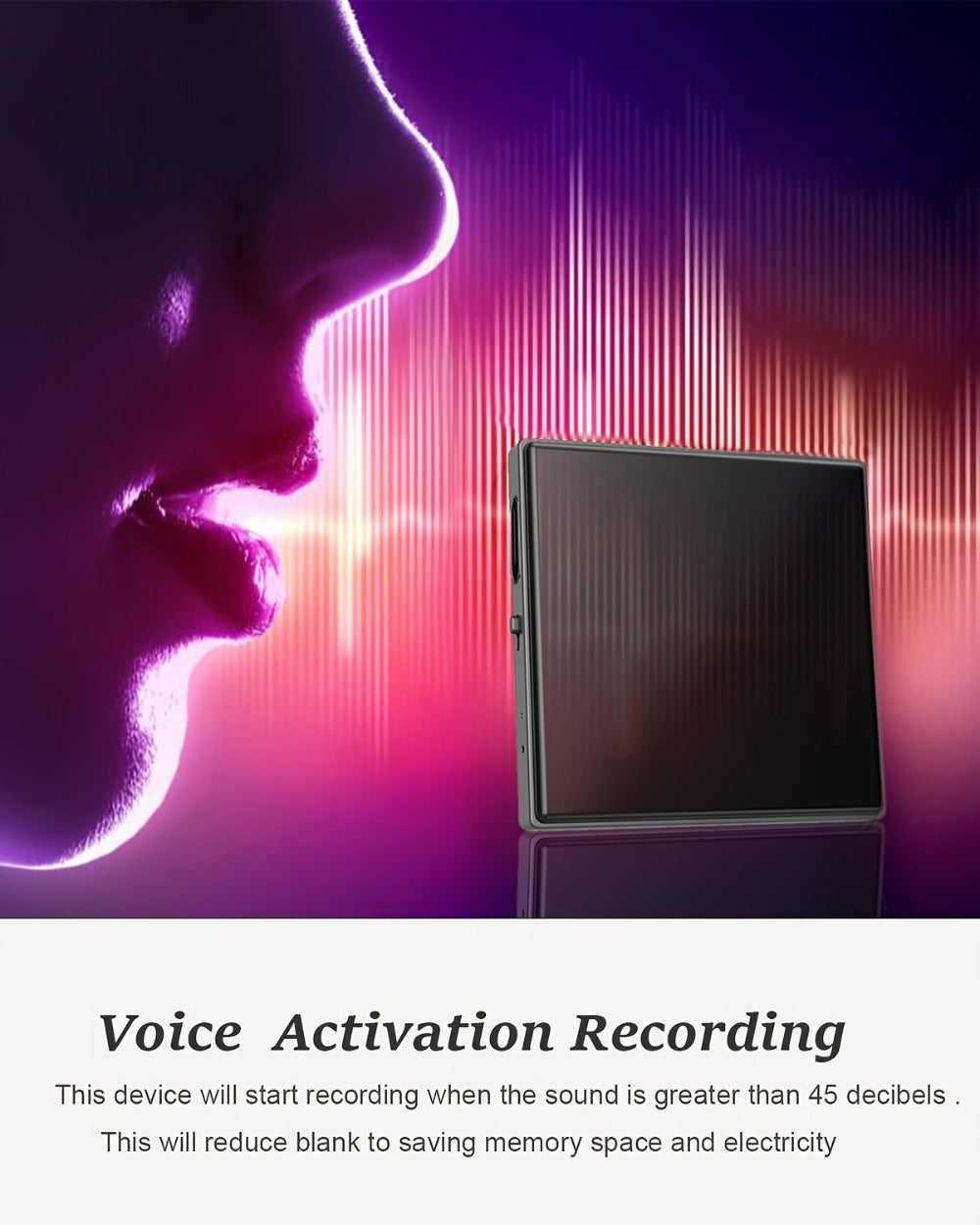 Voice Activated Recorder with AI Noise Reduction, 3072Kbps HD Audio Quality, 64GB Storage Up to 4000 Hours
