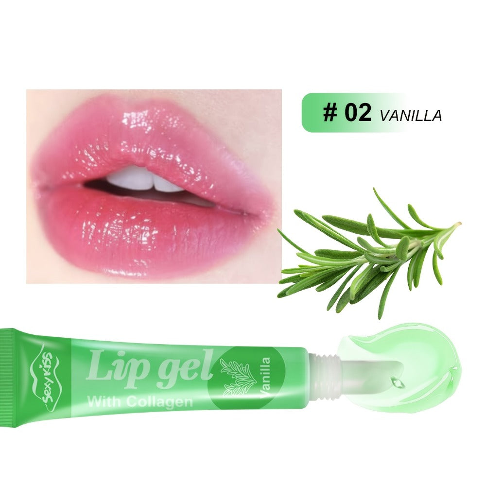 Lip Balm 24-Piece Glossy Lip Gel Collection with Assorted Fruit Labels and Pink Gift Box Packaging
