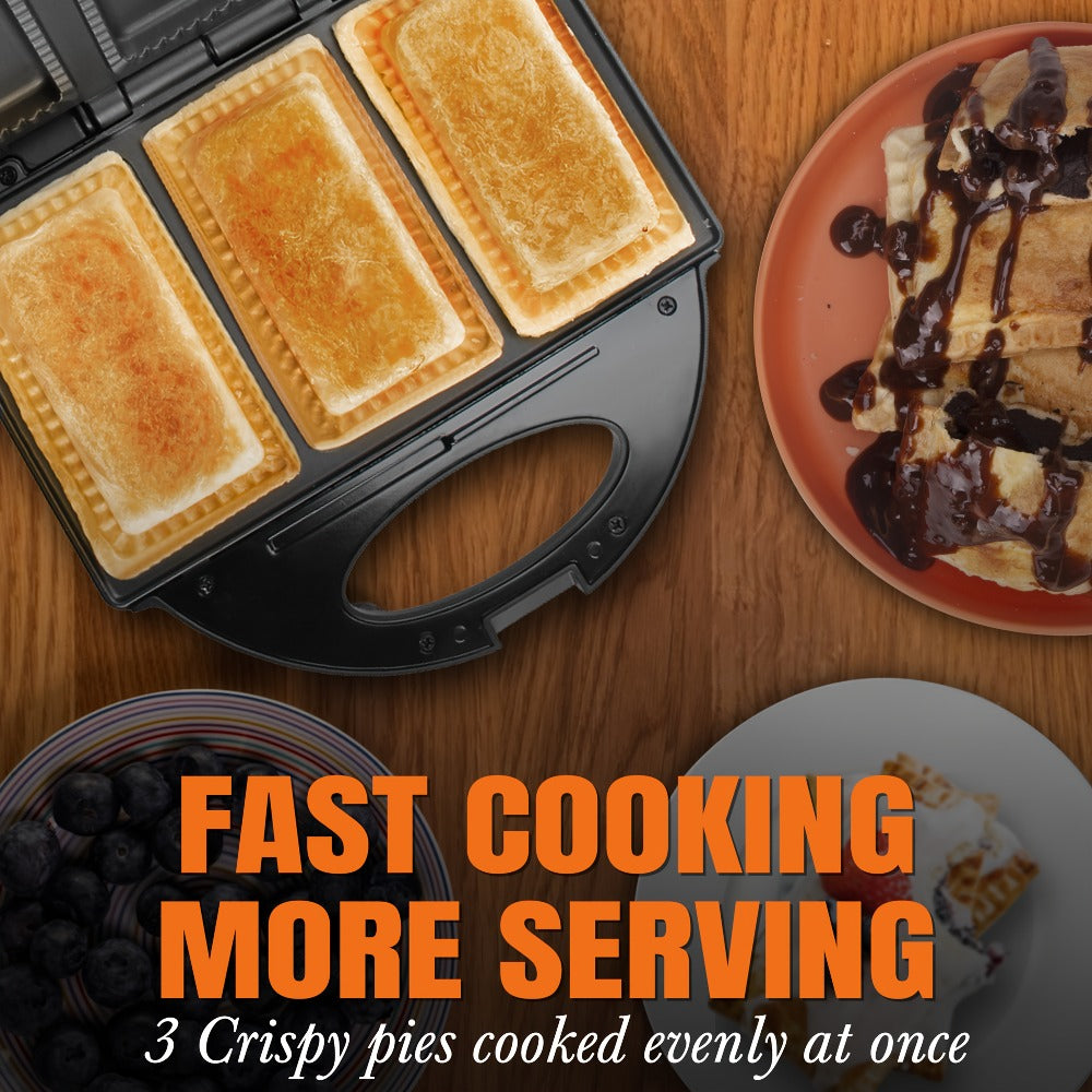 Electric Pocket Pie Maker with Crust Cutter – Dual Non-Stick Cooking Plates, Easy Press Iron for Homemade Snacks, Desserts