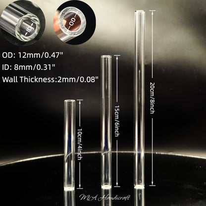 Borosilicate Glass Straws 10pcs Reusable Clear 12mm Wide, Heat Resistant 150°C for Entryways, Bedrooms and Living Spaces