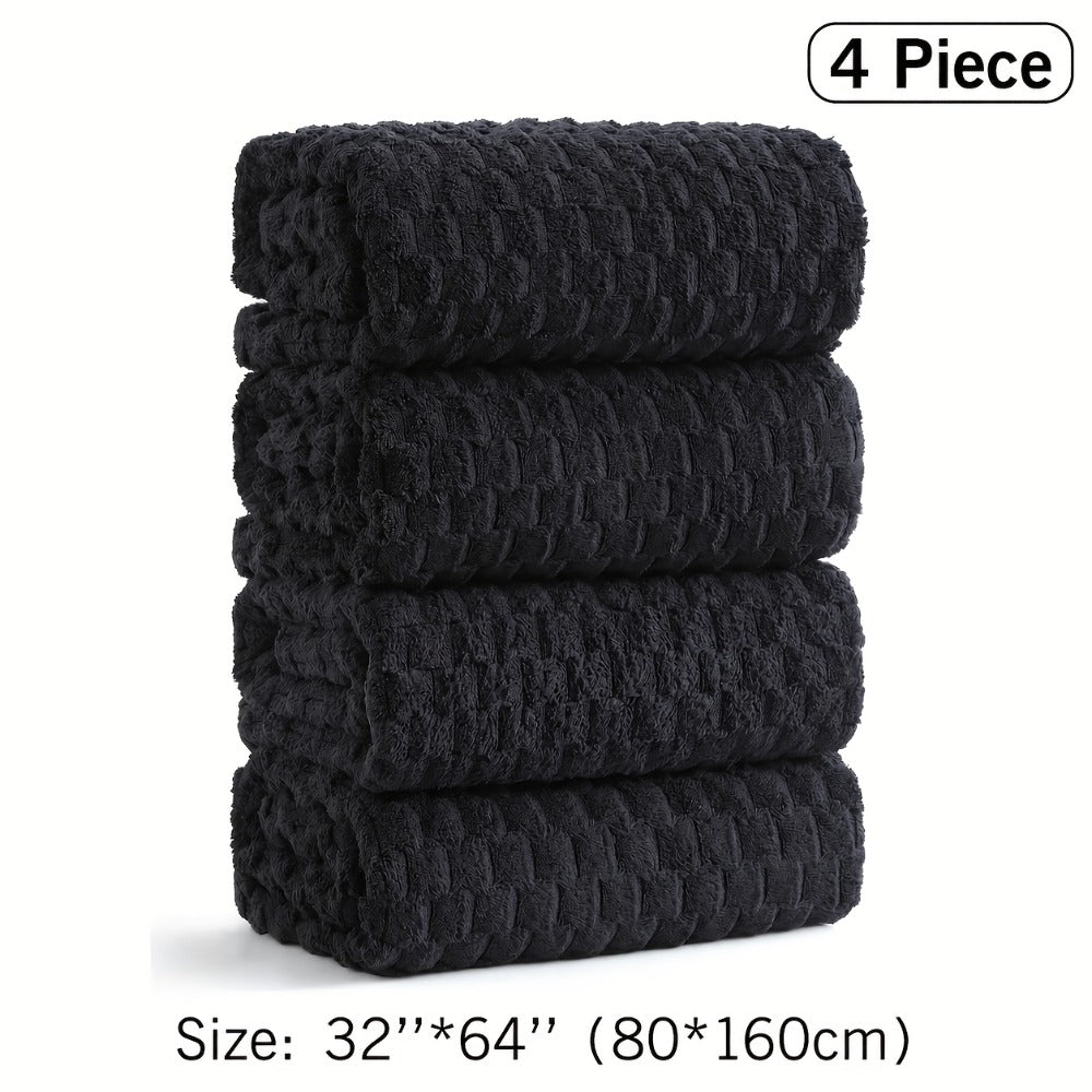 Bath Towels Set Single or 4-Piece 800GSM Oversized Microfiber Towels 32 x 64 Inch for Home and Guest Use