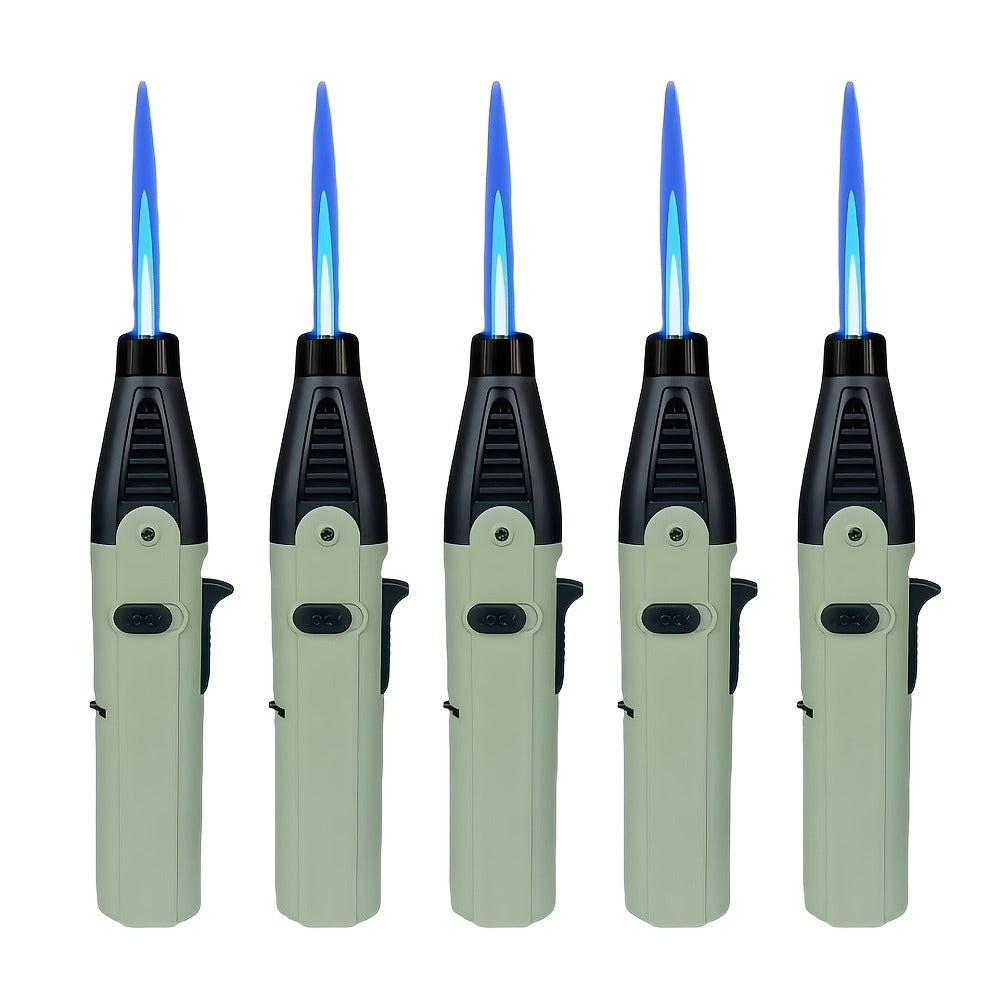 Windproof Torch Lighter 5 Pack Outdoor Butane Gas Lighter Set 1300 1800 Degree Blue Flame for Grilling, Camping and Outdoor Meals