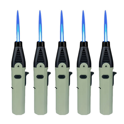 Windproof Torch Lighter 5 Pack Outdoor Butane Gas Lighter Set 1300 1800 Degree Blue Flame for Grilling, Camping and Outdoor Meals