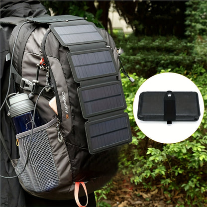 Portable Folding Solar Panel Charger with USB Port, 20% Monocrystalline Silicon Efficiency