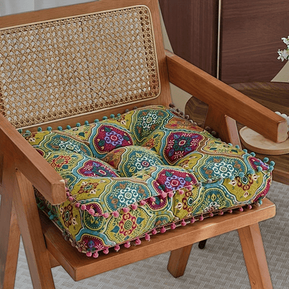 Meditation Floor Cushion Thick Soft Bohemian Moroccan Design Linen Cover Round Pad for Living Room Bedroom Office Yoga Mindfulness Boho Home