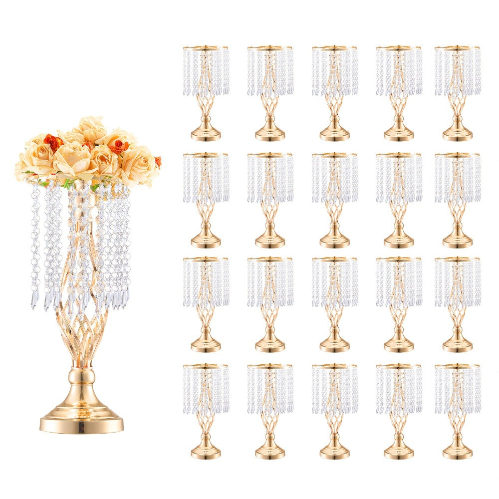 Wedding Flower Stand Vase Gold Crystal Centerpiece Tall Floral Stand for Party Table Decor for Entryways, Bedrooms and Living Spaces