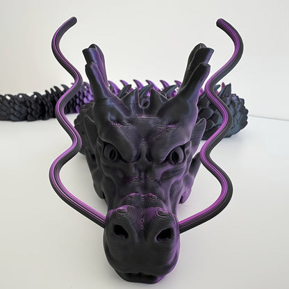 3D Printed Dragon 35.4 Inch with Flexible Joints – Articulated Poseable Dragon Figurine for Car Dashboard, Home Decor & Desk Display