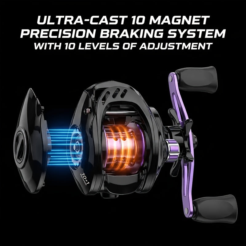 Baitcasting Reel 7.2:1 High-Speed Gear Ratio, 5+1 Ball Bearings 17.64LB Max Drag, Lightweight Freshwater Saltwater Bass Fishing Reel