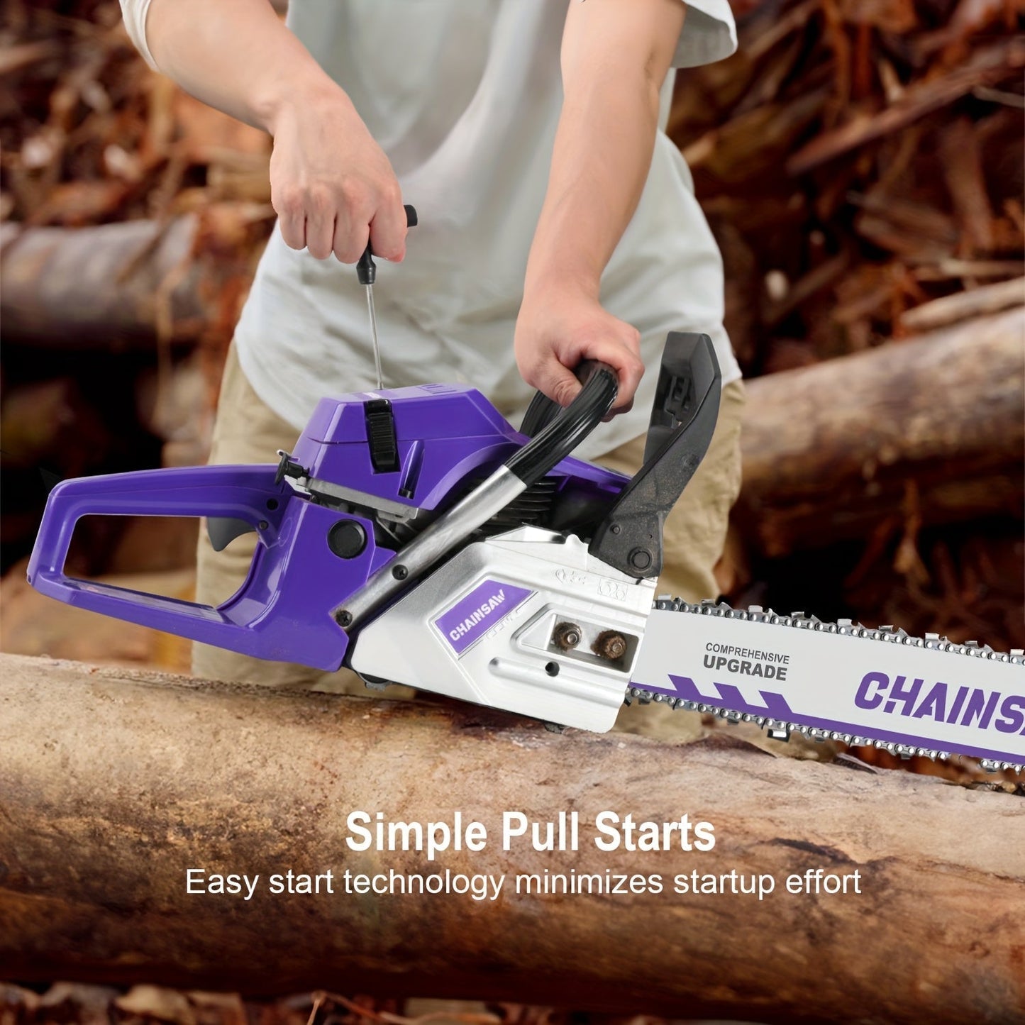 Chainsaw, Gas Powered Forestry Wood Cutting Farm Yard for Garden, Patio and Yard Use, with the Listed Configuration
