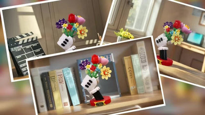 DIY Flower Bouquet Building Blocks Set with Display Stand – Multicolor Brick Flower Maker Home Decor Never Wilts Mother's Day Valentine's