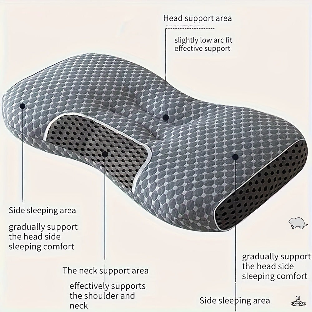 Cervical Contour Neck Massage Pillow – Ergonomic Bone-Shape Support with Detachable Moisture-Absorbing Cover | Soft High-Quality Pillow Core