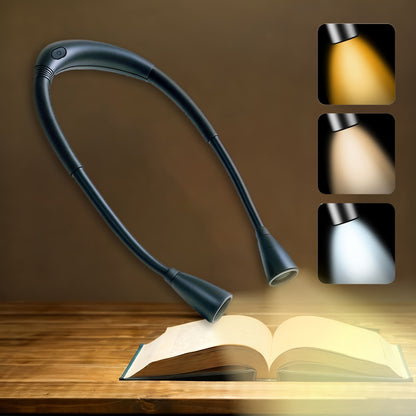 Rechargeable Book Light for Reading in Bed, Battery, Bendable Neck, 3 Color Modes & 6 Brightness Levels