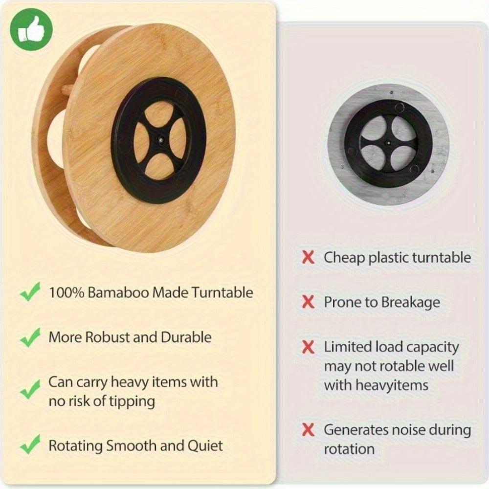 360 Rotating Bamboo Coffee Syrup Organizer 7-Bottle Holder Rack – Countertop Spice Condiment Storage Stand for Kitchen Bar Home Office