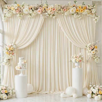 Photography Backdrop 4-Pack 5x10ft Polyester Spandex Background Cloth | Wrinkle-Resistant, Soft & Smooth with Pole Pockets | Wedding