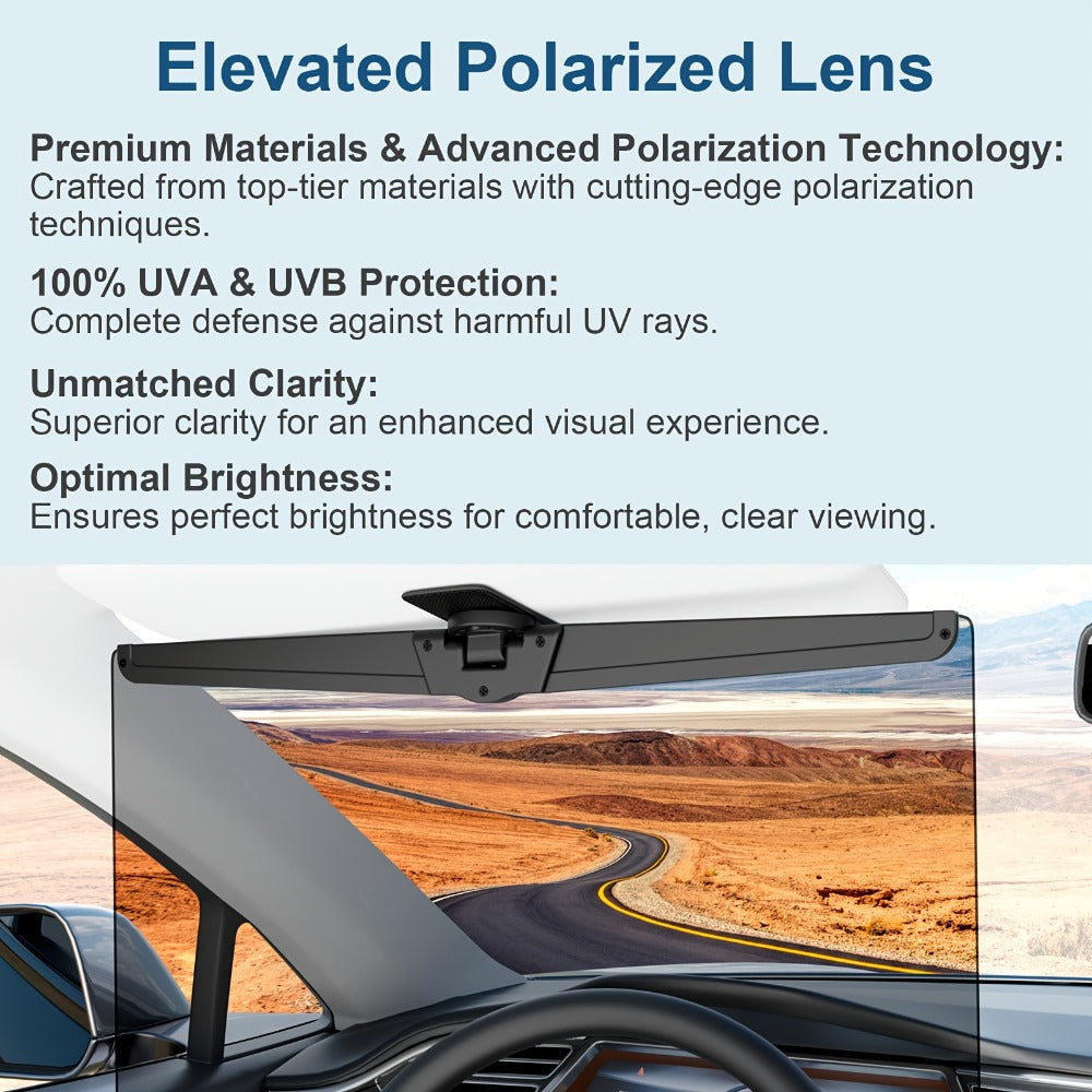 Sun Visor Extender for Car Polarized Anti-Glare UV400 Blocker Clip-On Adjustable Extension Universal Fit Windshield Sun Shade for Safe