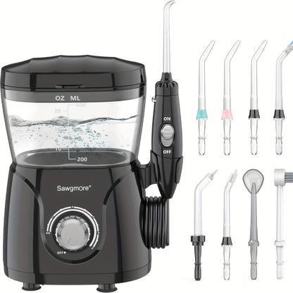 Water Flosser for Teeth & Braces 600ml Large Tank – 10 Adjustable Pressure Levels 8 Nozzles IPX4 Waterproof Professional Oral Irrigator