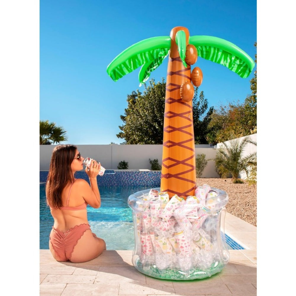 5FT Inflatable Palm Tree Drink Cooler, Tropical Beverage Ice Bucket for Luau Hawaiian Pool Party Decorations